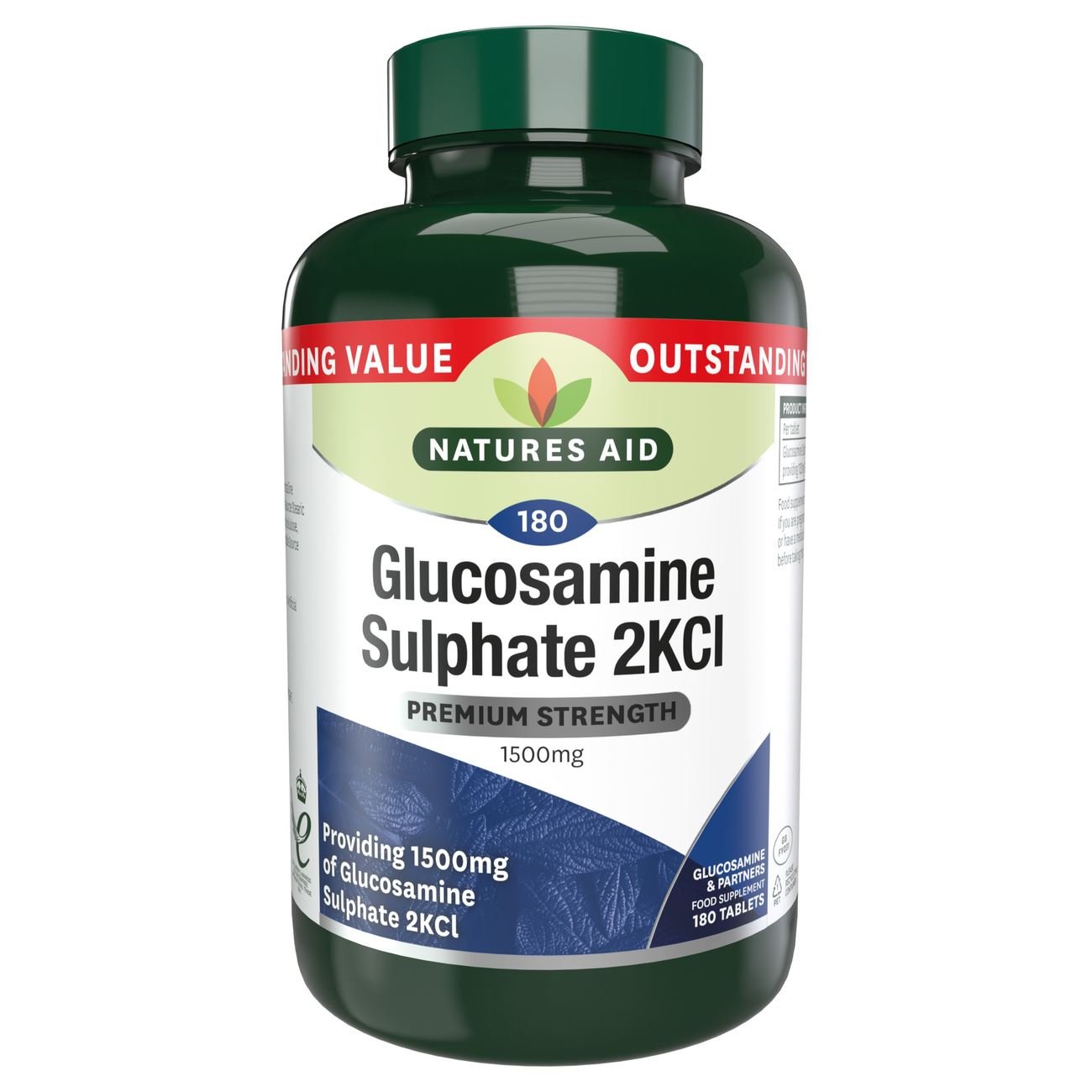 Glucosamine Sulphate 2KCI 1500mg High Strength 180 Tablets - Natures Aid - Vitamins & Supplements - Eco Natural Products