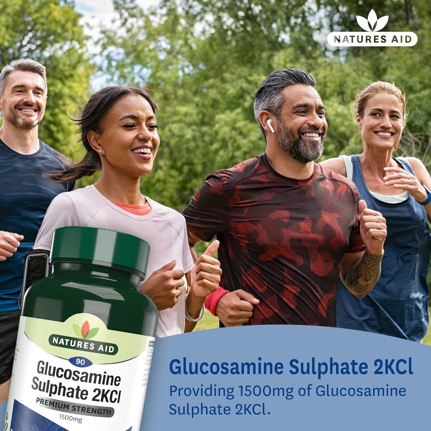 Glucosamine Sulphate 2KCI 1500mg High Strength 180 Tablets - Natures Aid - Vitamins & Supplements - Eco Natural Products