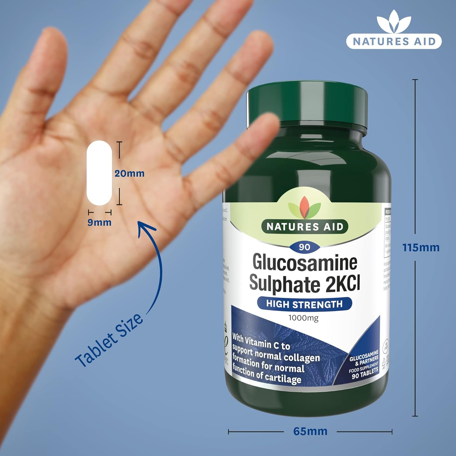 Glucosamine Sulphate 2KCI with Vitamin C 1000mg Half Price 90 Tablets - Eco Natural Products - Natures Aid - Vitamins & Supplements