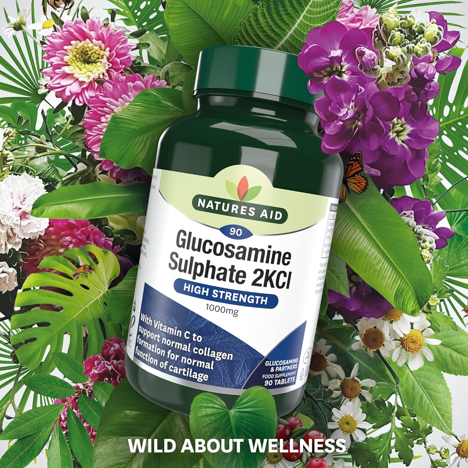 Glucosamine Sulphate 2KCI with Vitamin C 1000mg Half Price 90 Tablets - Natures Aid - Vitamins & Supplements - Eco Natural Products