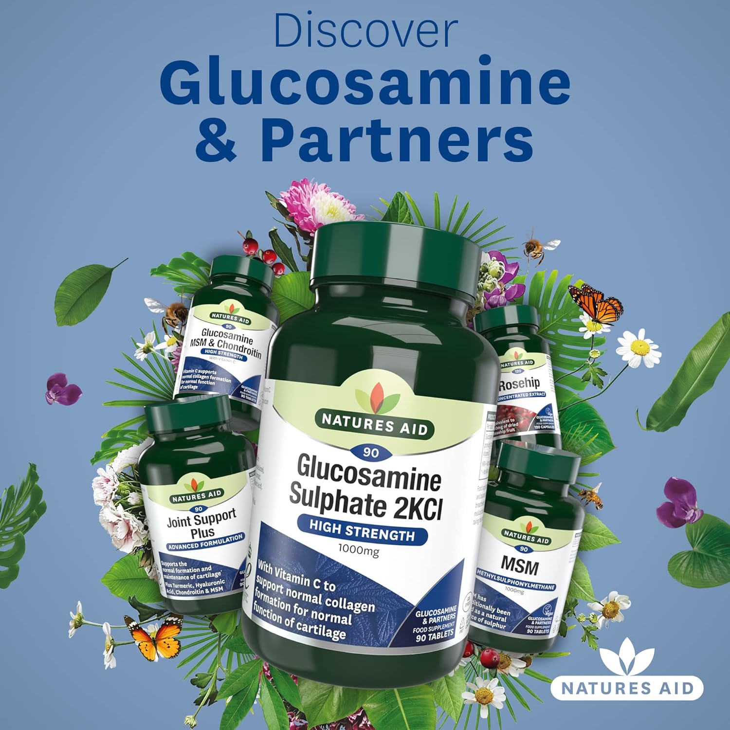 Glucosamine Sulphate 2KCI with Vitamin C 1000mg Half Price 90 Tablets - Eco Natural Products - Natures Aid - Vitamins & Supplements