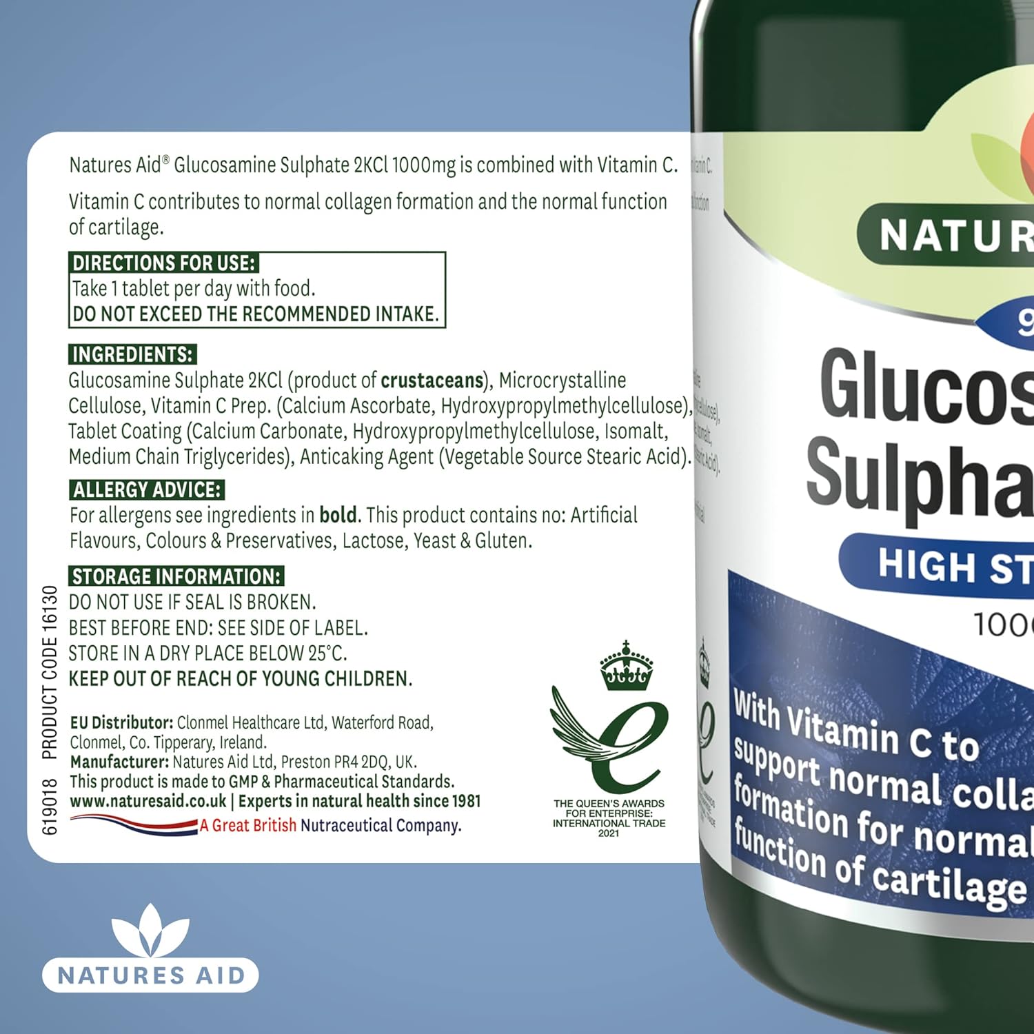 Glucosamine Sulphate 2KCI with Vitamin C 1000mg Half Price 90 Tablets - Eco Natural Products - Natures Aid - Vitamins & Supplements