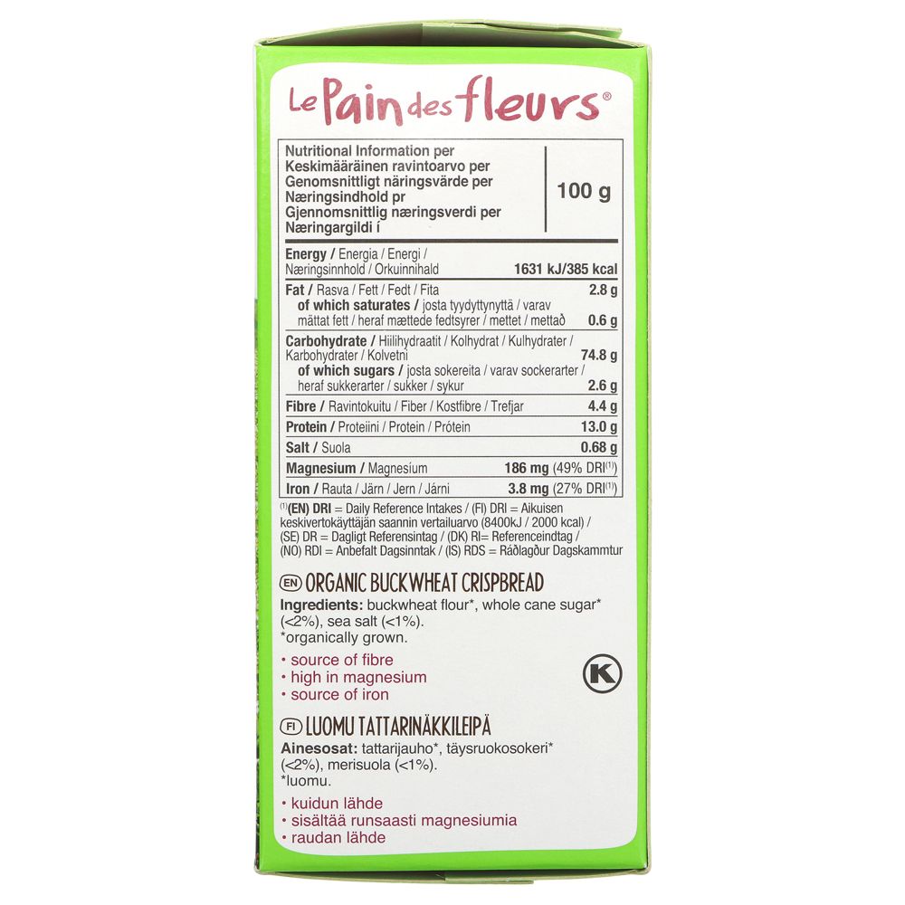 Gluten Free Buckwheat Crispbread 125g - Le Pain des Fleurs - crisps - Eco Natural Products