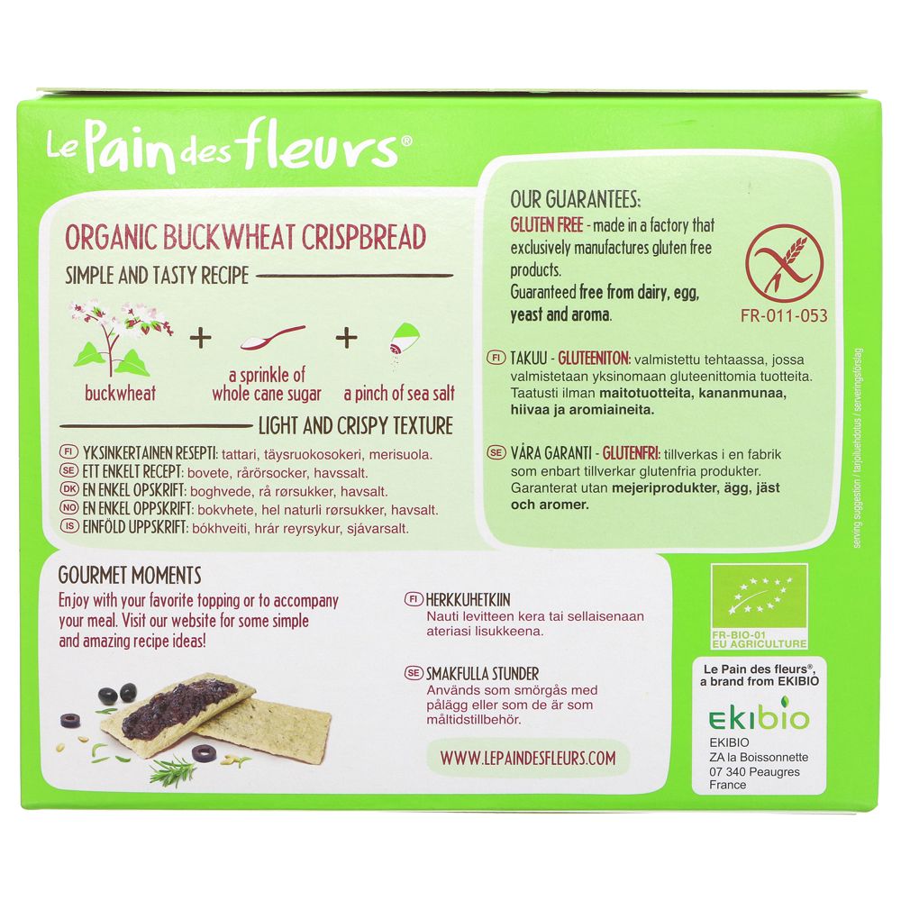 Gluten Free Buckwheat Crispbread 125g - Le Pain des Fleurs - crisps - Eco Natural Products