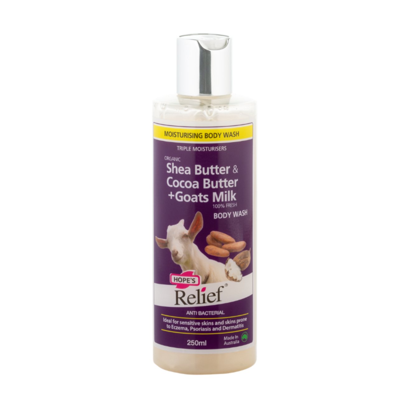 Goats Milk Body Wash with Cocoa & Shea Butter 250ml - Eco Natural Products - Hopes Relief - Body Wash