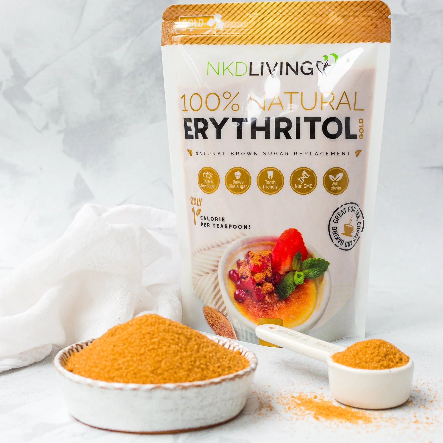 Gold Erythritol 500g - NKD Living - Sugar Substitute - Eco Natural Products