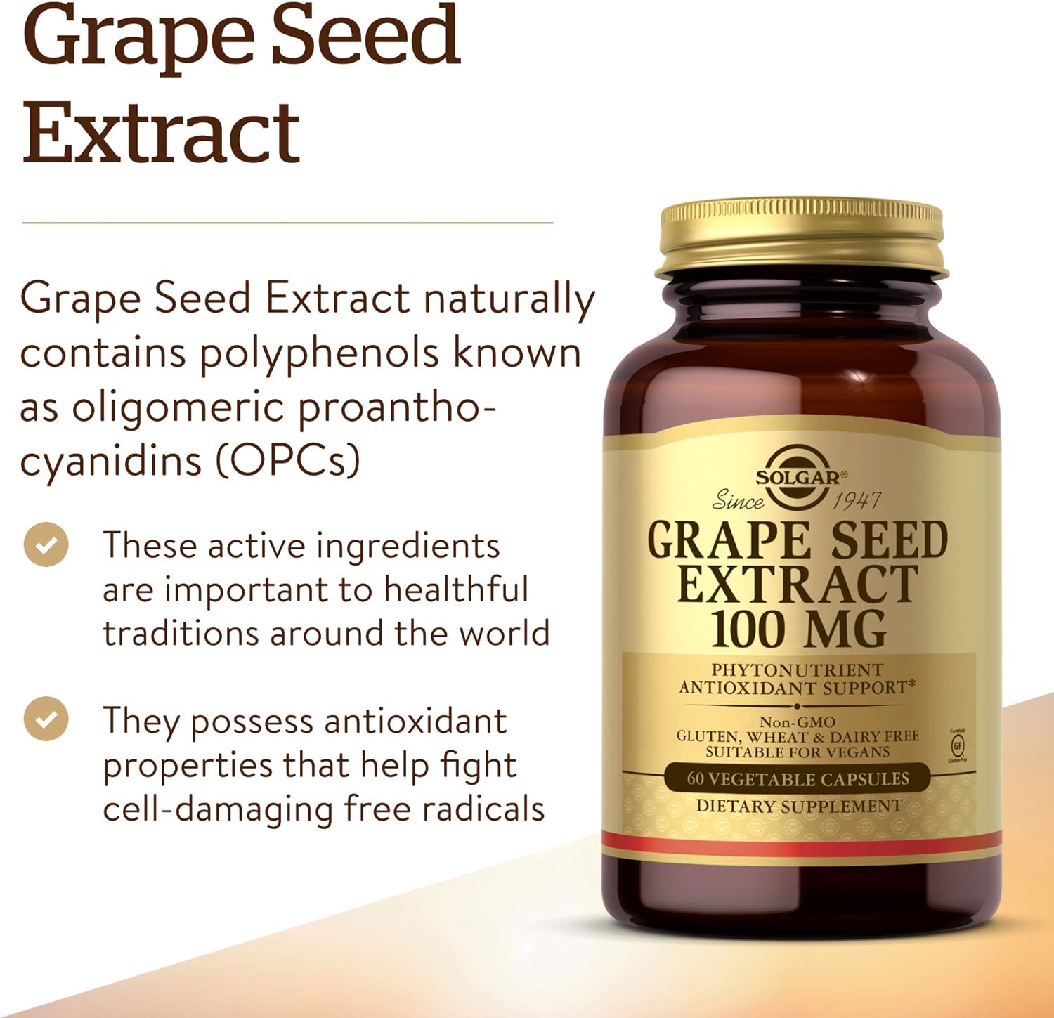 Grape Seed Extract 100 mg - 30 Vegetable Capsules - Eco Natural Products - Solgar - Antioxidants