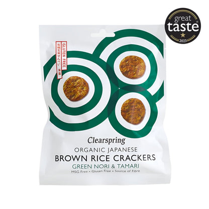 Green Nori & Tamari Japanese Brown Rice Crackers 40g - Clearspring - Crackers - Clearspring