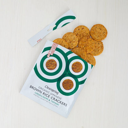 Green Nori & Tamari Japanese Brown Rice Crackers 40g - Clearspring - Crackers - Clearspring