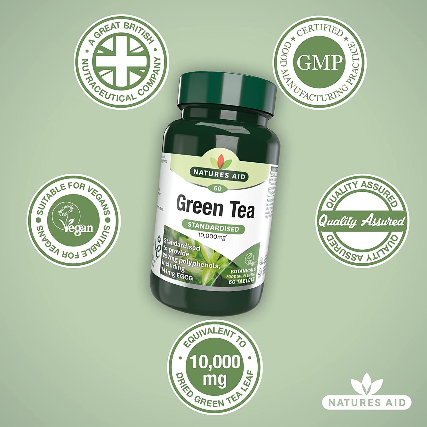 Green Tea 10000mg 60 Tablets - Natures Aid - Vitamins & Supplements - Eco Natural Products
