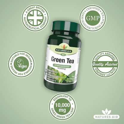 Green Tea 10000mg 60 Tablets - Natures Aid - Vitamins & Supplements - Eco Natural Products