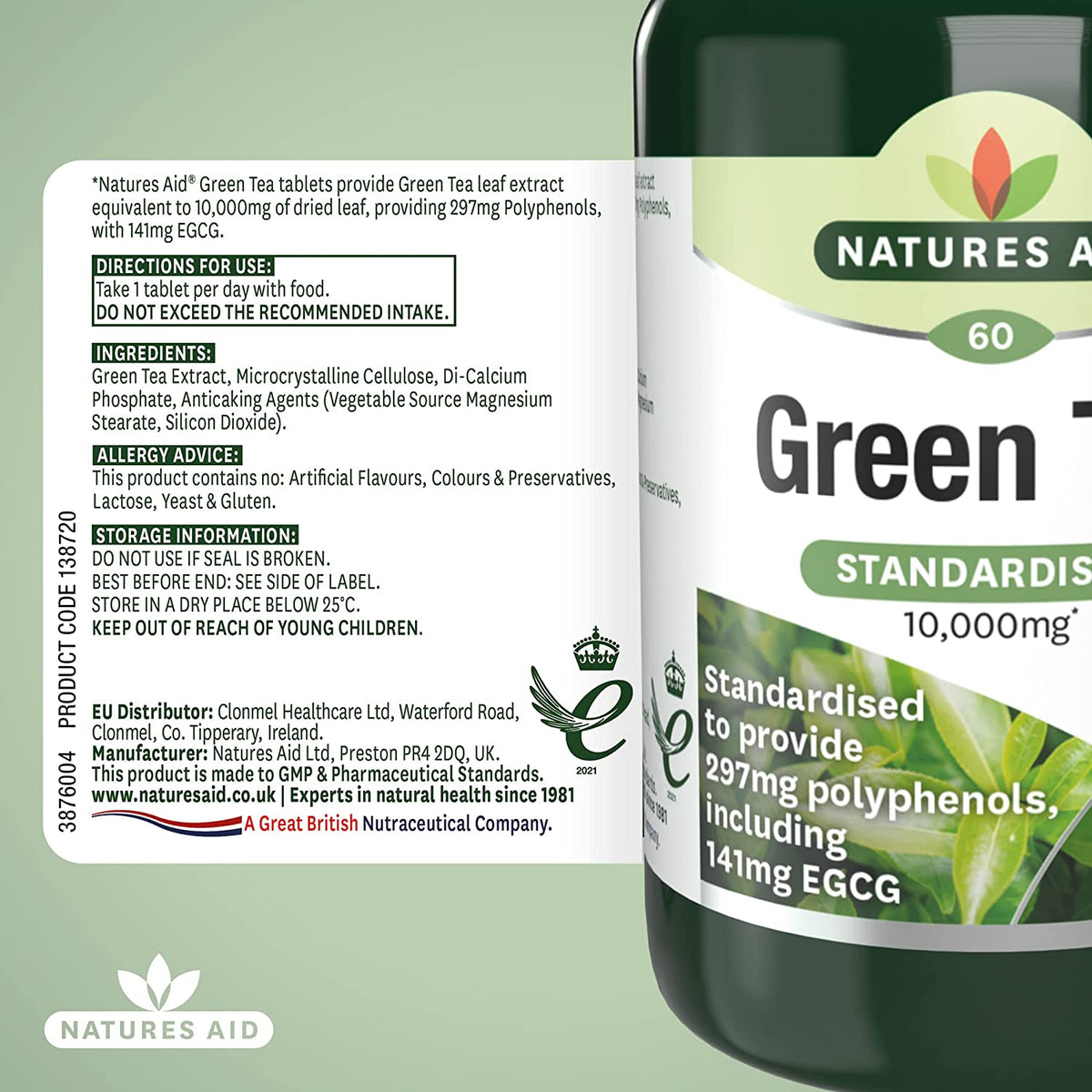 Green Tea 10000mg 60 Tablets - Natures Aid - Vitamins & Supplements - Eco Natural Products