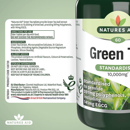 Green Tea 10000mg 60 Tablets - Natures Aid - Vitamins & Supplements - Eco Natural Products