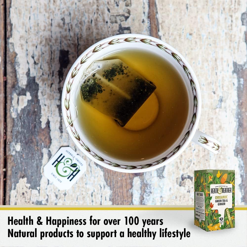 Green Tea & Ginger Tea 20 Bags - Heath & Heather - Tea Green - Eco Natural Products