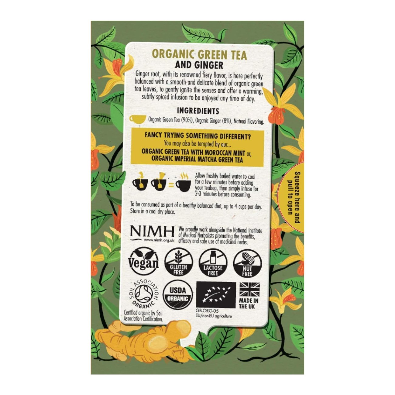 Green Tea & Ginger Tea 20 Bags - Heath & Heather - Tea Green - Eco Natural Products
