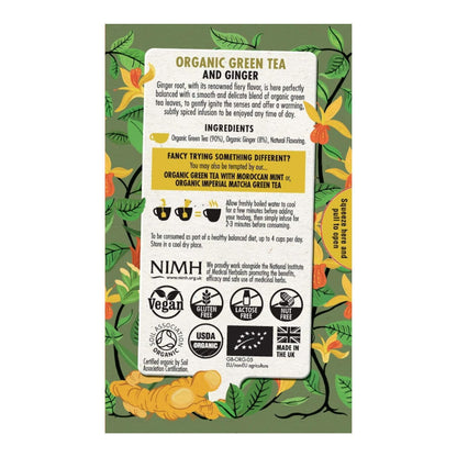 Green Tea & Ginger Tea 20 Bags - Heath & Heather - Tea Green - Eco Natural Products