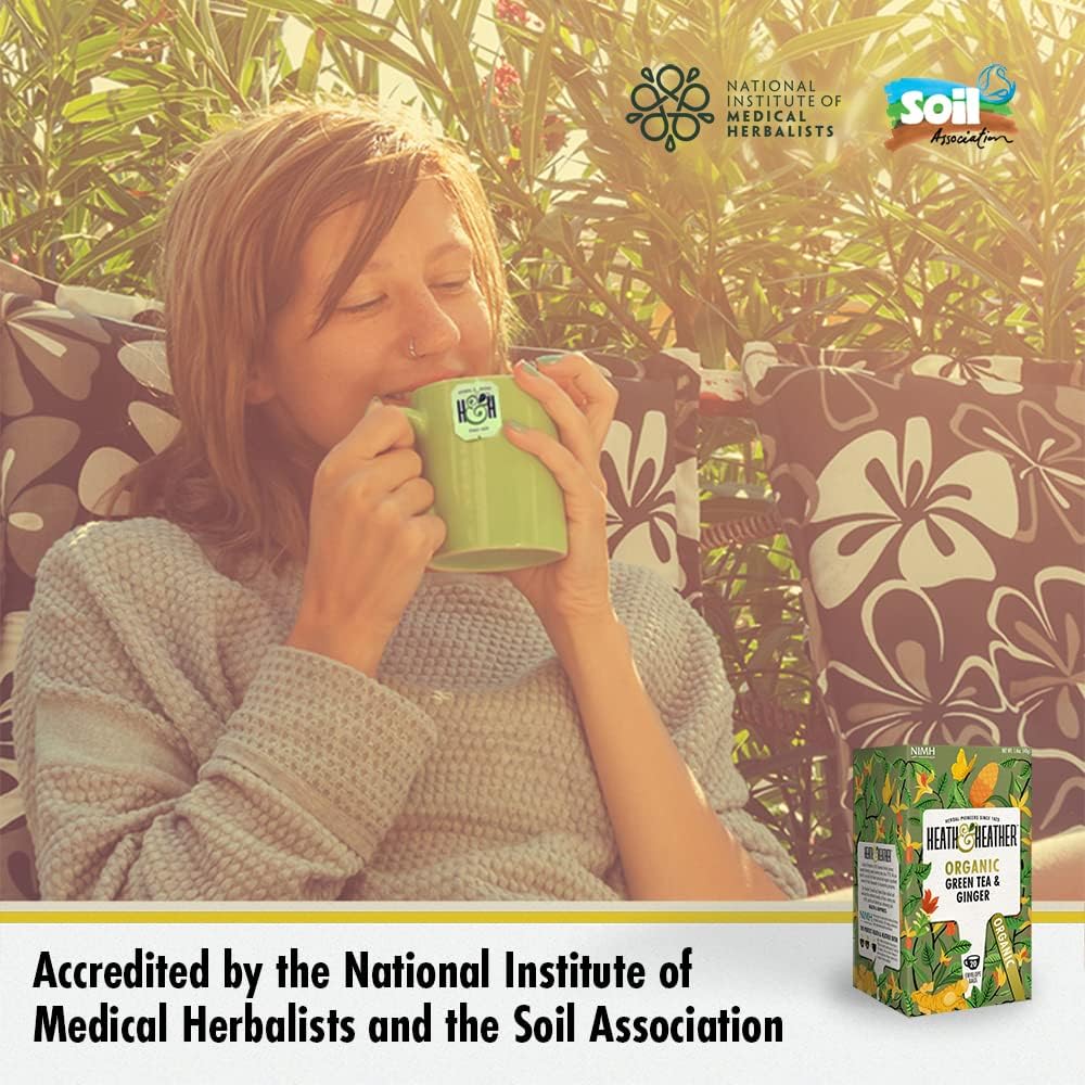 Green Tea & Ginger Tea 20 Bags - Heath & Heather - Tea Green - Eco Natural Products