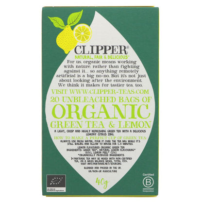 Green Tea & Lemon 20 Bags - Clipper - Tea - Eco Natural Products