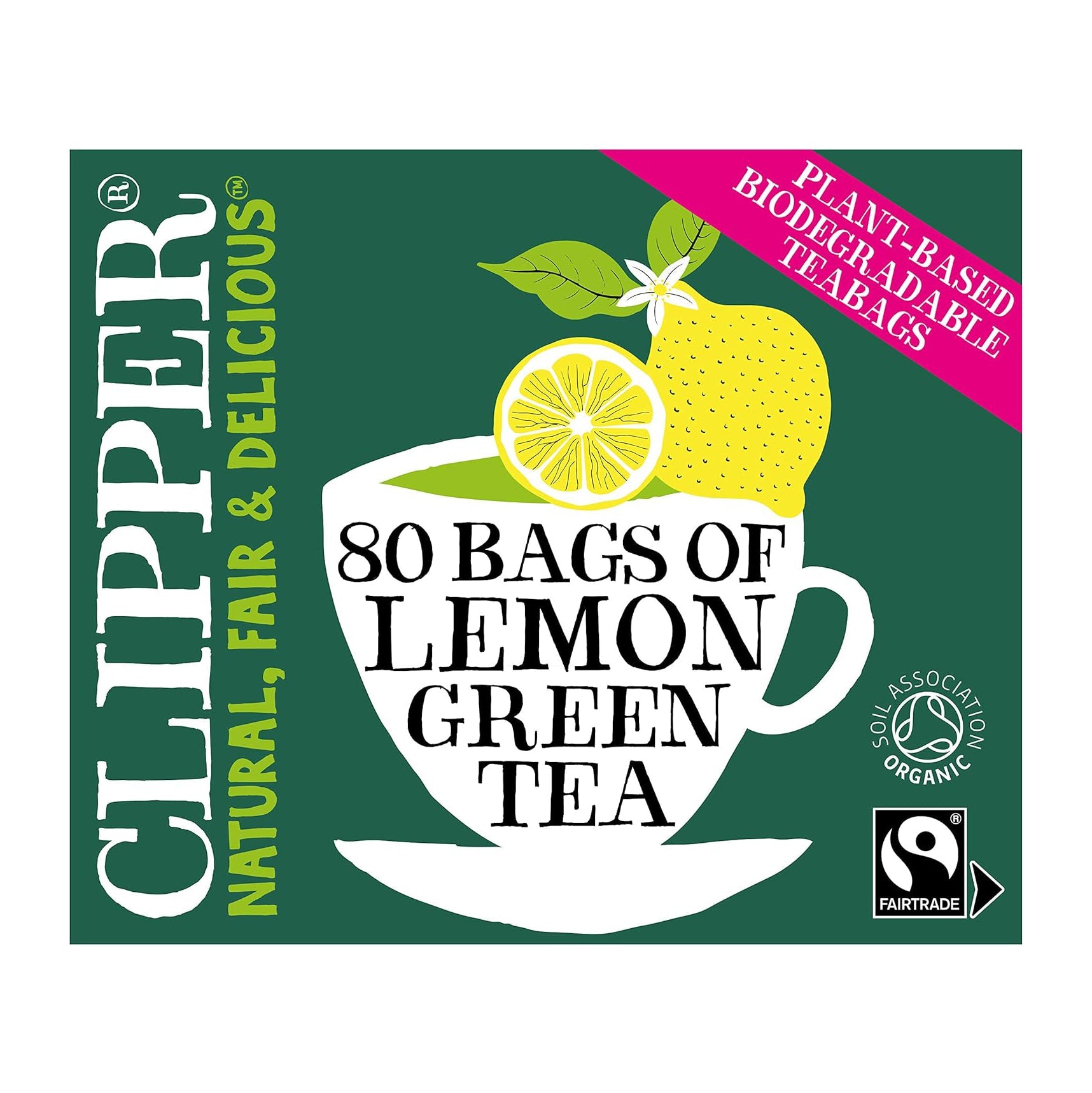 Green Tea & Lemon 80 Bags - Eco Natural Products - Clipper - Tea