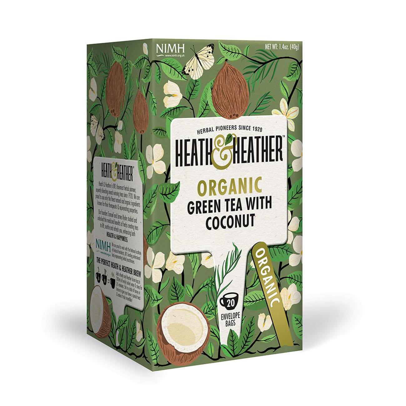 Green Tea with Coconut Tea 20 Bags - Heath & Heather - Green tea - Eco Natural Products