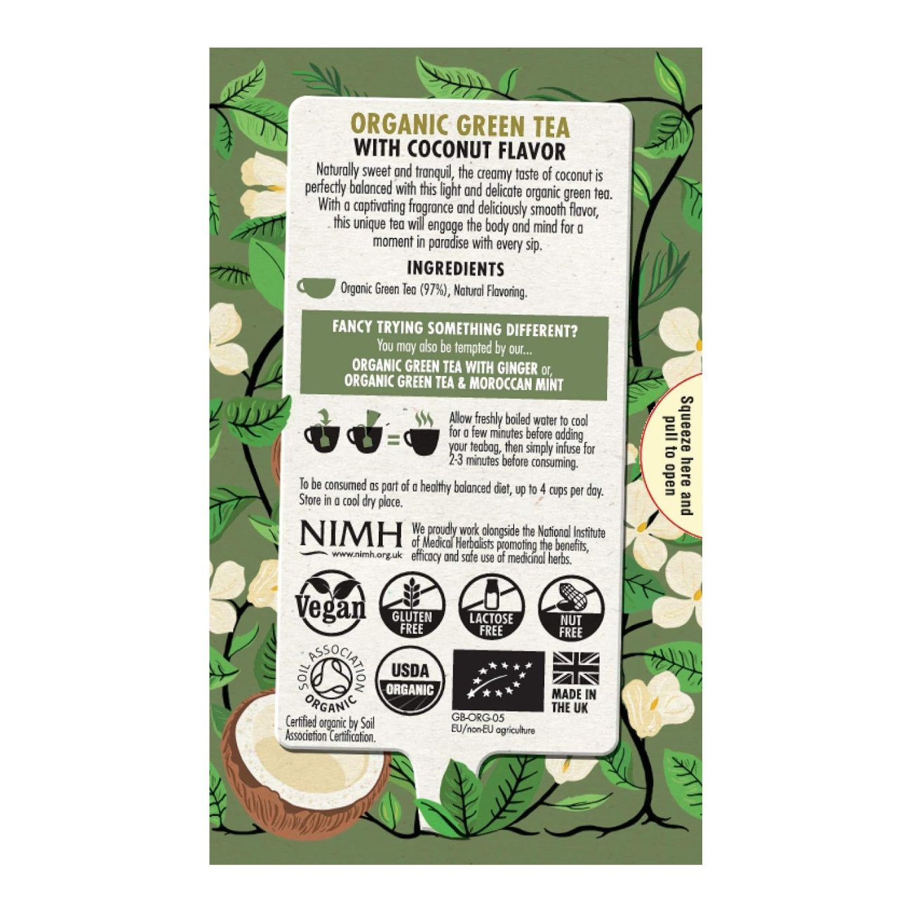 Green Tea with Coconut Tea 20 Bags - Eco Natural Products - Heath & Heather - Green tea