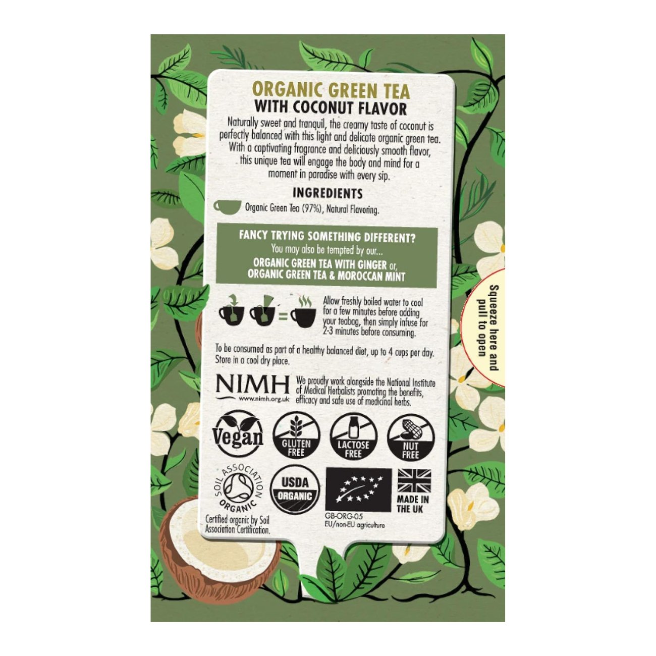 Green Tea with Coconut Tea 20 Bags - Heath & Heather - Green tea - Eco Natural Products