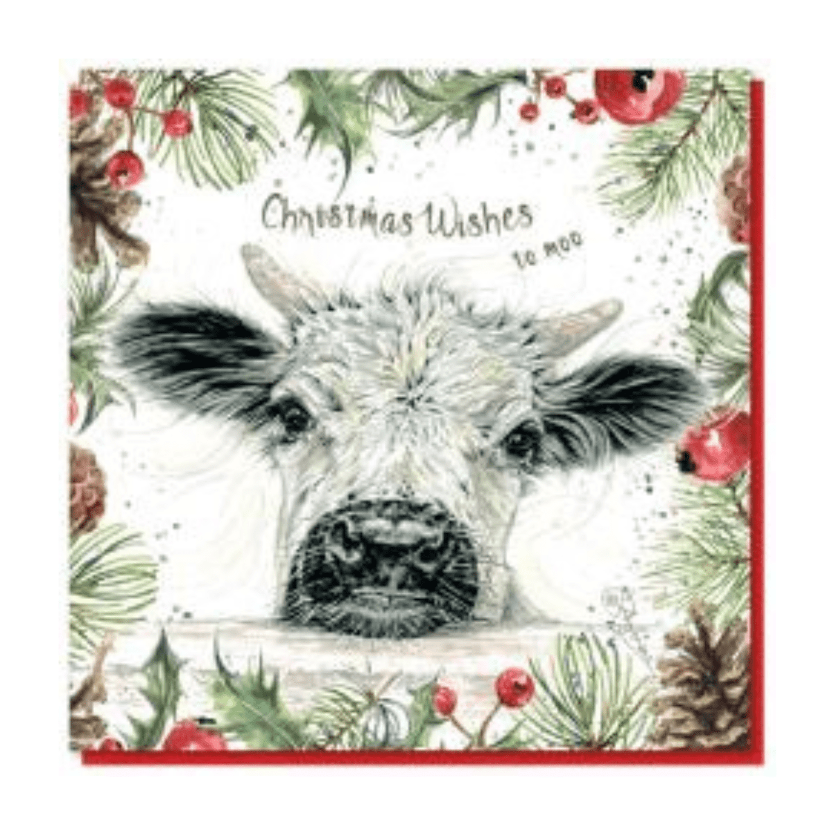 Eco-friendly festive greeting card with calf design, made from FSC paper and cello-free packaging by Shared Earth.