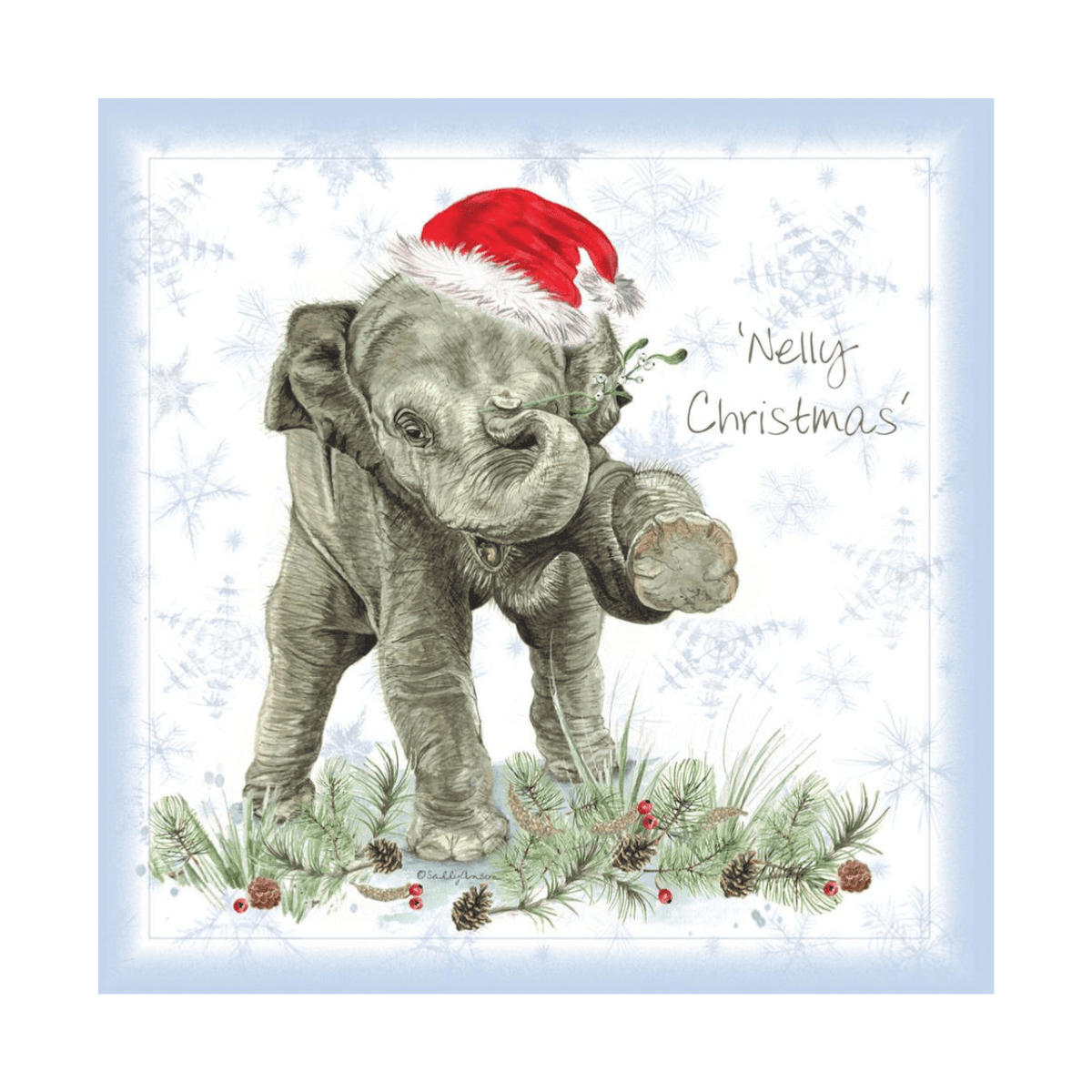 Shared Earth Christmas Elephant card – plastic-free with FSC paper and envelope, supports wildlife conservation.