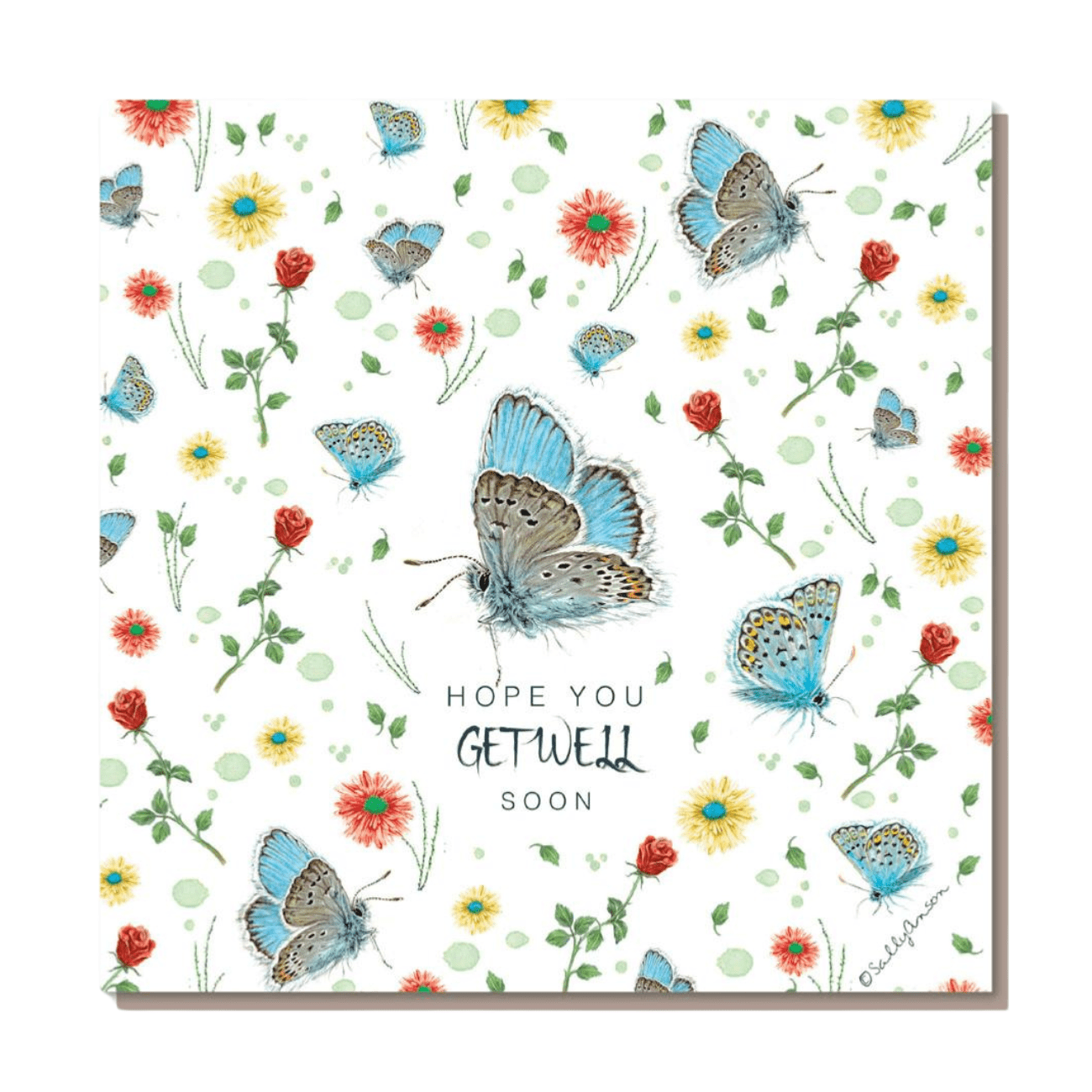 Shared Earth Get Well Soon card with butterfly design – FSC paper, plastic-free and charity-supporting stationery.