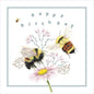 Eco birthday card featuring cheerful bumble bee, plastic-free with envelope and peelable sticker closure.