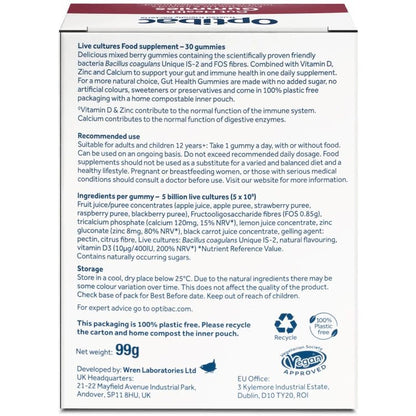 Gut Health Gummies 30 Gummies - Optibac Probiotics - Supplements - Eco Natural Products