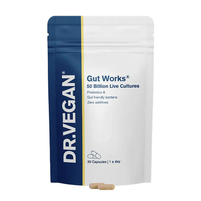 Gut Works Pre & Probiotic 50bn CFU 30 Capsules - Dr Vegan - Digestive Supplements - Dr Vegan
