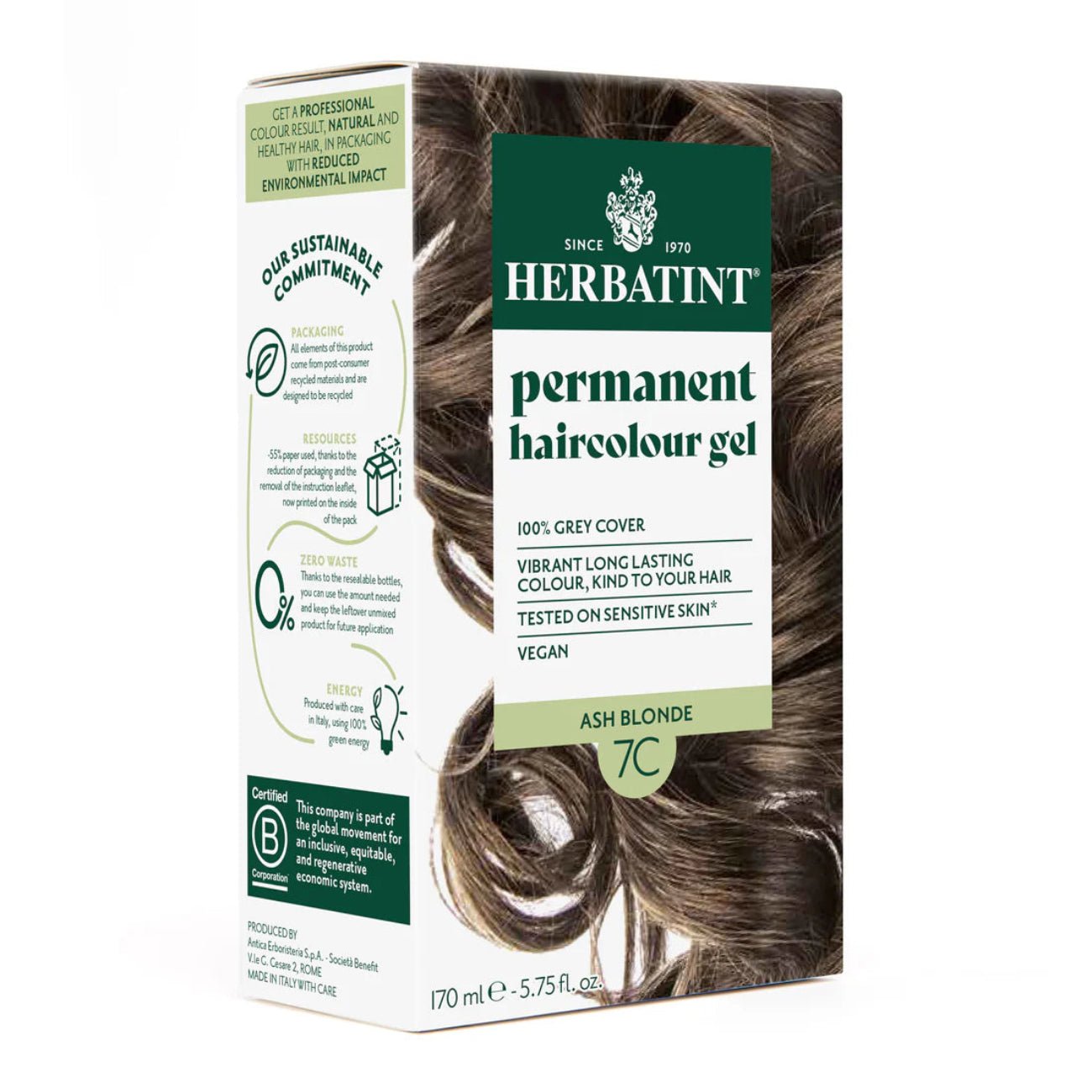 Hair Colour Ash Blonde 7C 170ml - Herbatint - Hair Colour - Herbatint