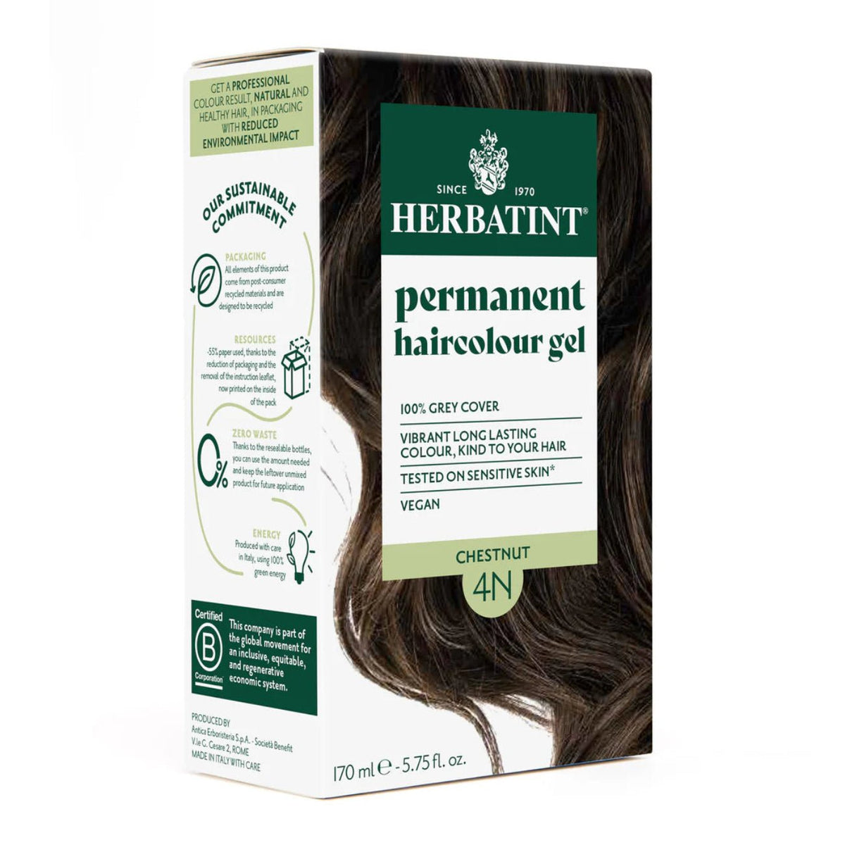 Hair Colour Chestnut 4N 170ml - Herbatint - Hair Colour - Herbatint