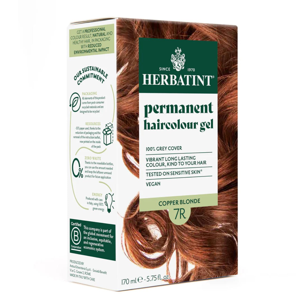 Hair Colour Copper Blonde 7R 170ml - Herbatint - Hair Colour - Herbatint
