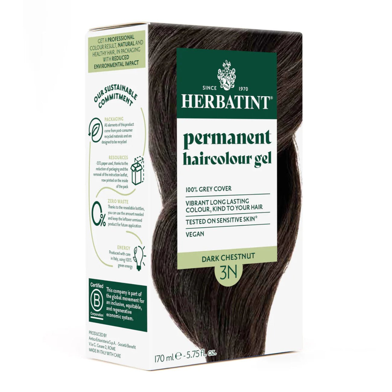 Hair Colour Dark Chestnut 3N 170ml - Herbatint - Hair Colour - Herbatint
