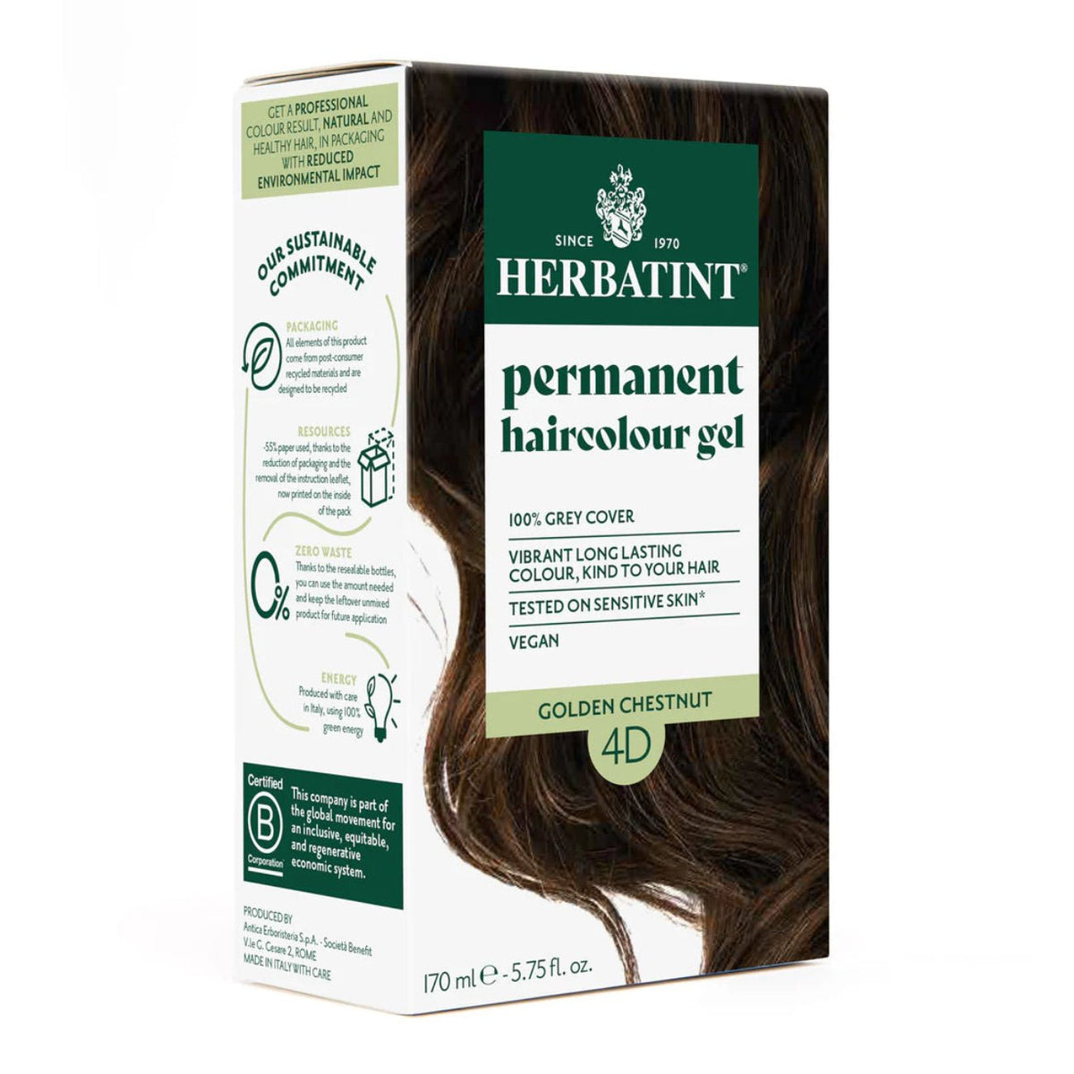 Hair Colour Golden Chestnut 4D 170ml - Herbatint - Hair Colour - Herbatint