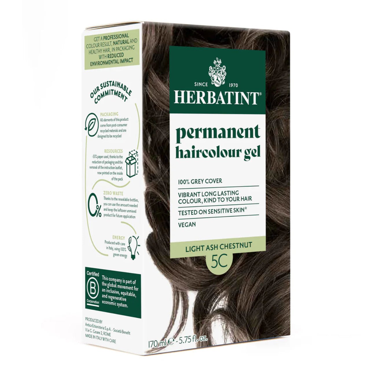 Hair Colour Light Ash Chestnut 5C 170ml - Herbatint - Hair Colour - Herbatint