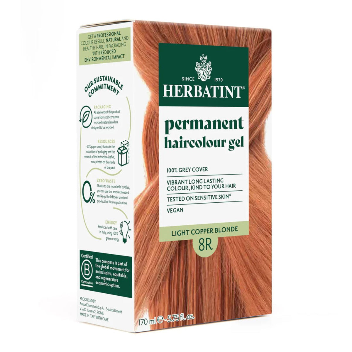 Hair Colour Light Copper Blonde 8R 170ml - Herbatint - Hair Colour - Herbatint