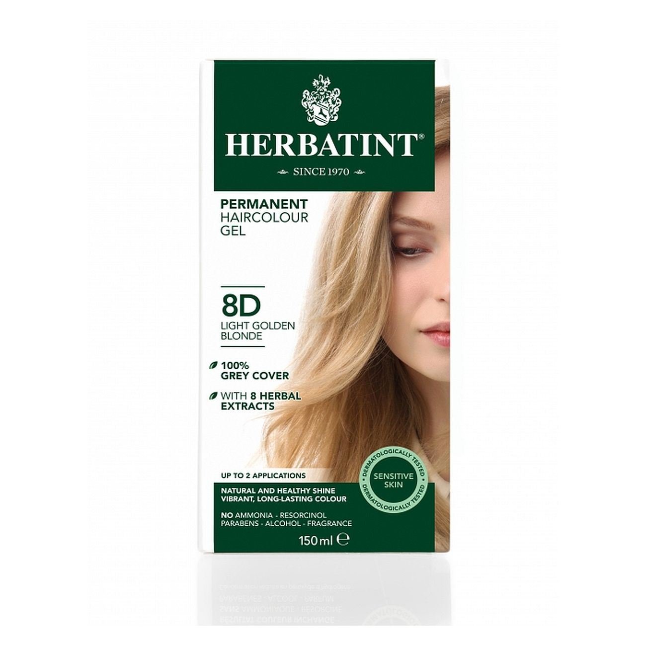 Hair Colour Light Golden Blonde 8D 150ml - Eco Natural Products - Herbatint - Hair Colour