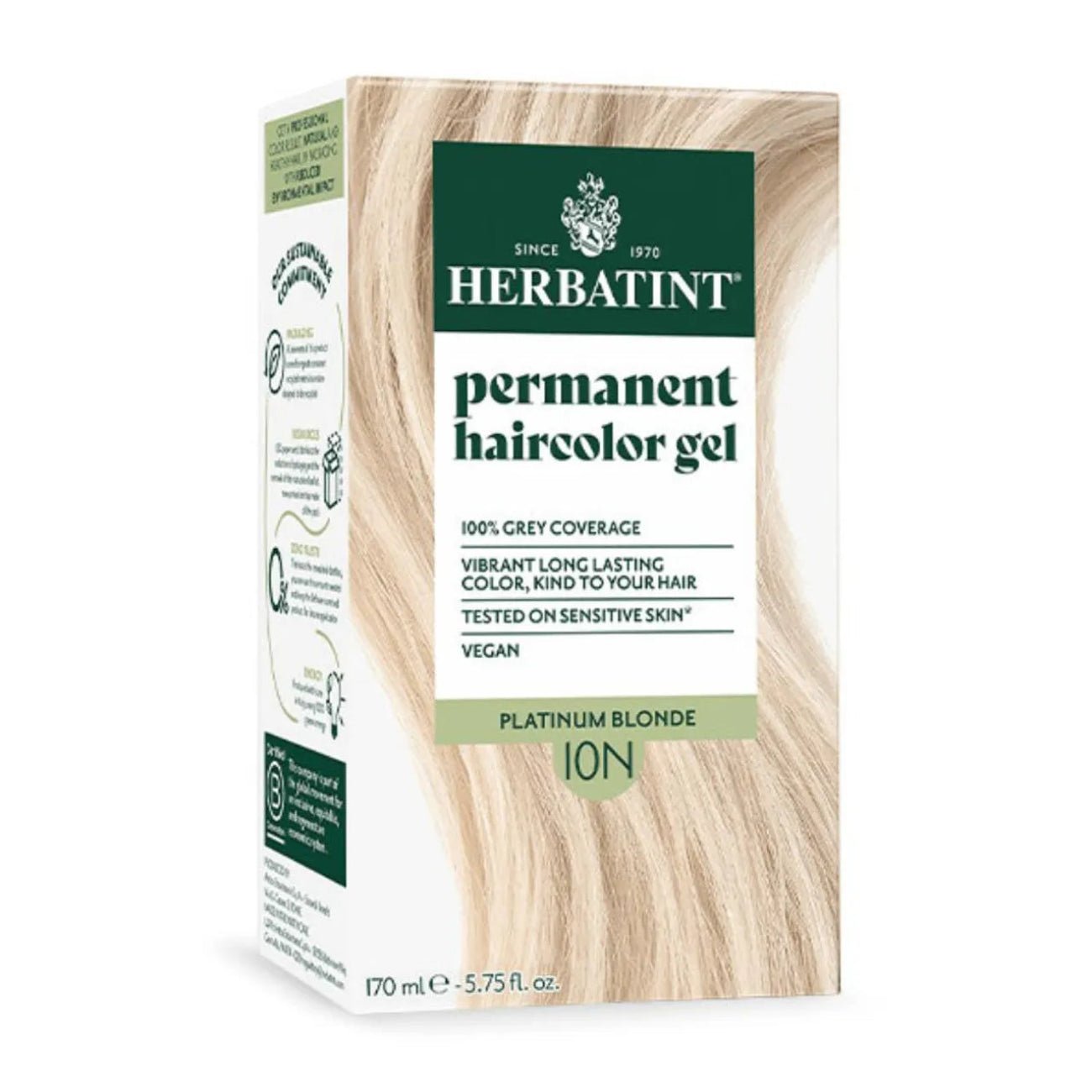 Hair Colour Platinum Blonde 10N 170ml - Herbatint - Hair Colour - Herbatint