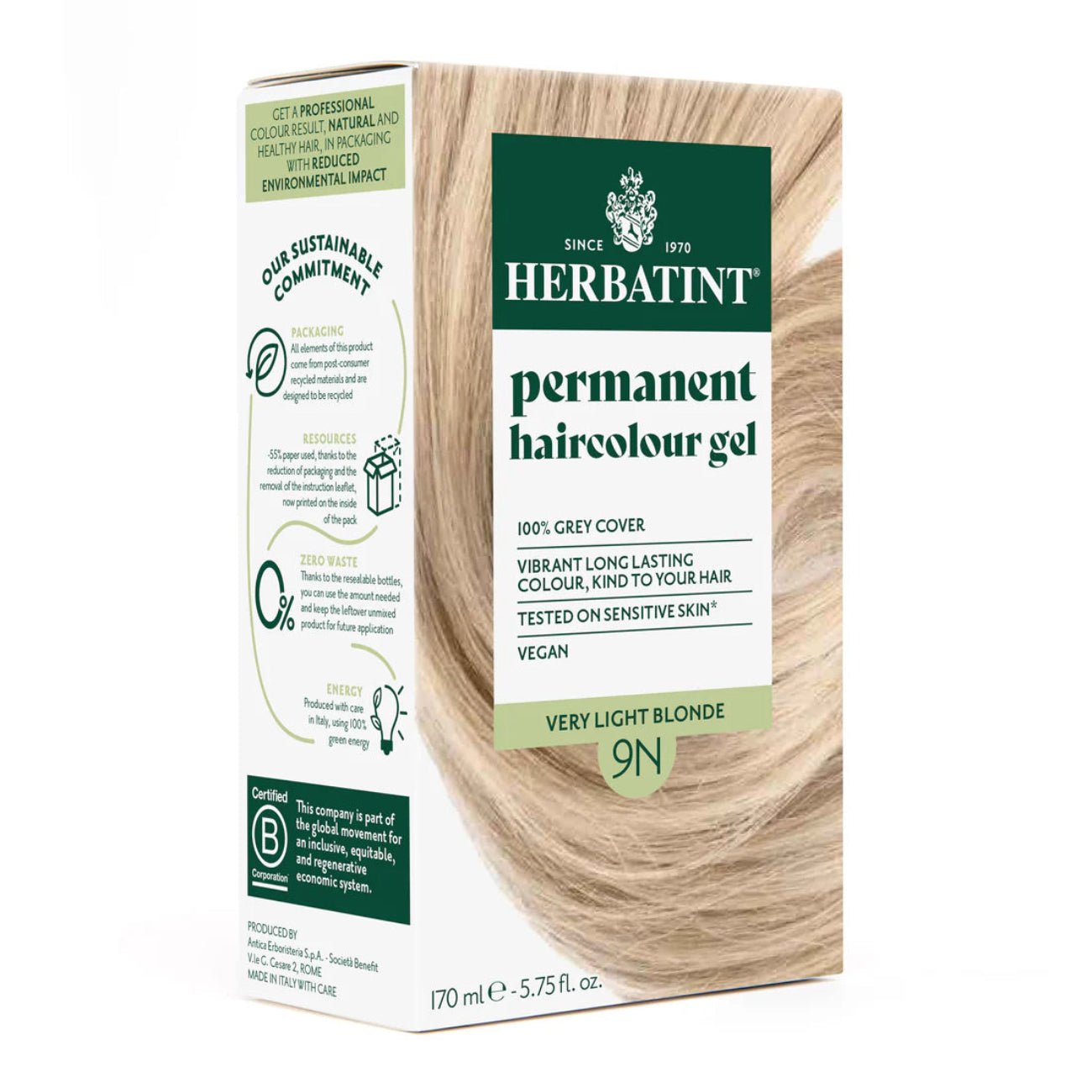 Hair Colour Very Light Blonde 9N 170ml - Herbatint - Hair Colour - Herbatint