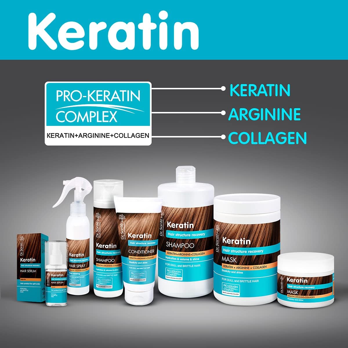 Hair Mask Keratin, Arginine and Collagen 1L - Eco Natural Products - Dr. Sante - Deep Conditioning