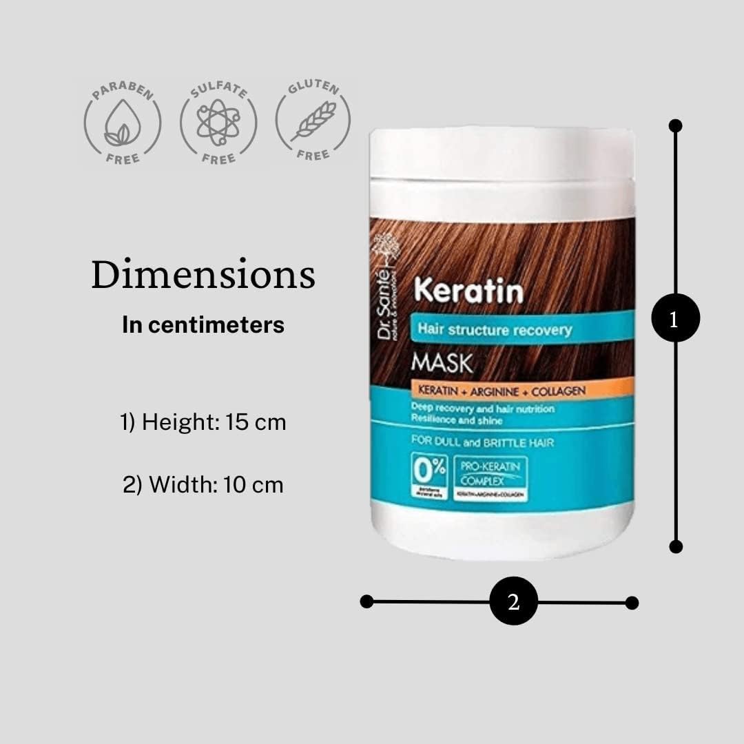Hair Mask Keratin, Arginine and Collagen 1L - Dr. Sante - Deep Conditioning - Eco Natural Products