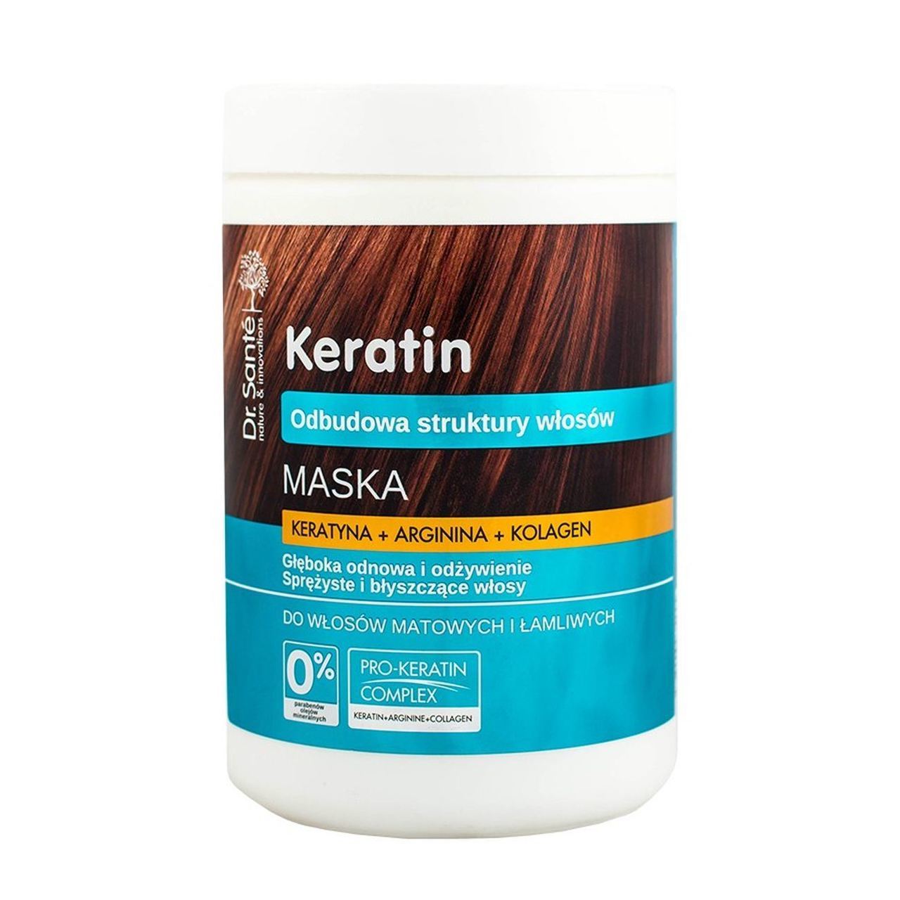 Hair Mask Keratin, Arginine and Collagen 1L - Eco Natural Products - Dr. Sante - Deep Conditioning