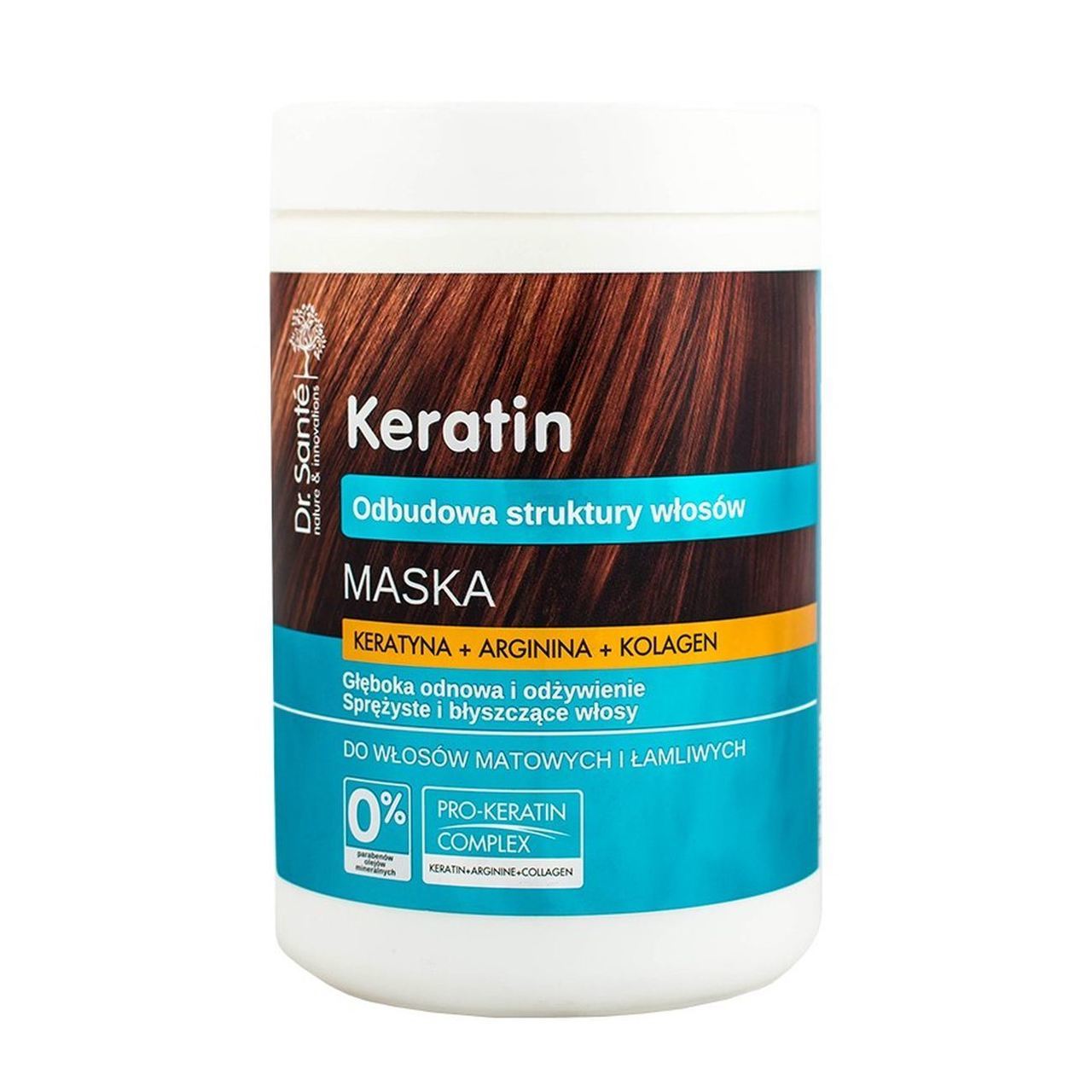 Hair Mask Keratin, Arginine and Collagen 1L - Dr. Sante - Deep Conditioning - Eco Natural Products