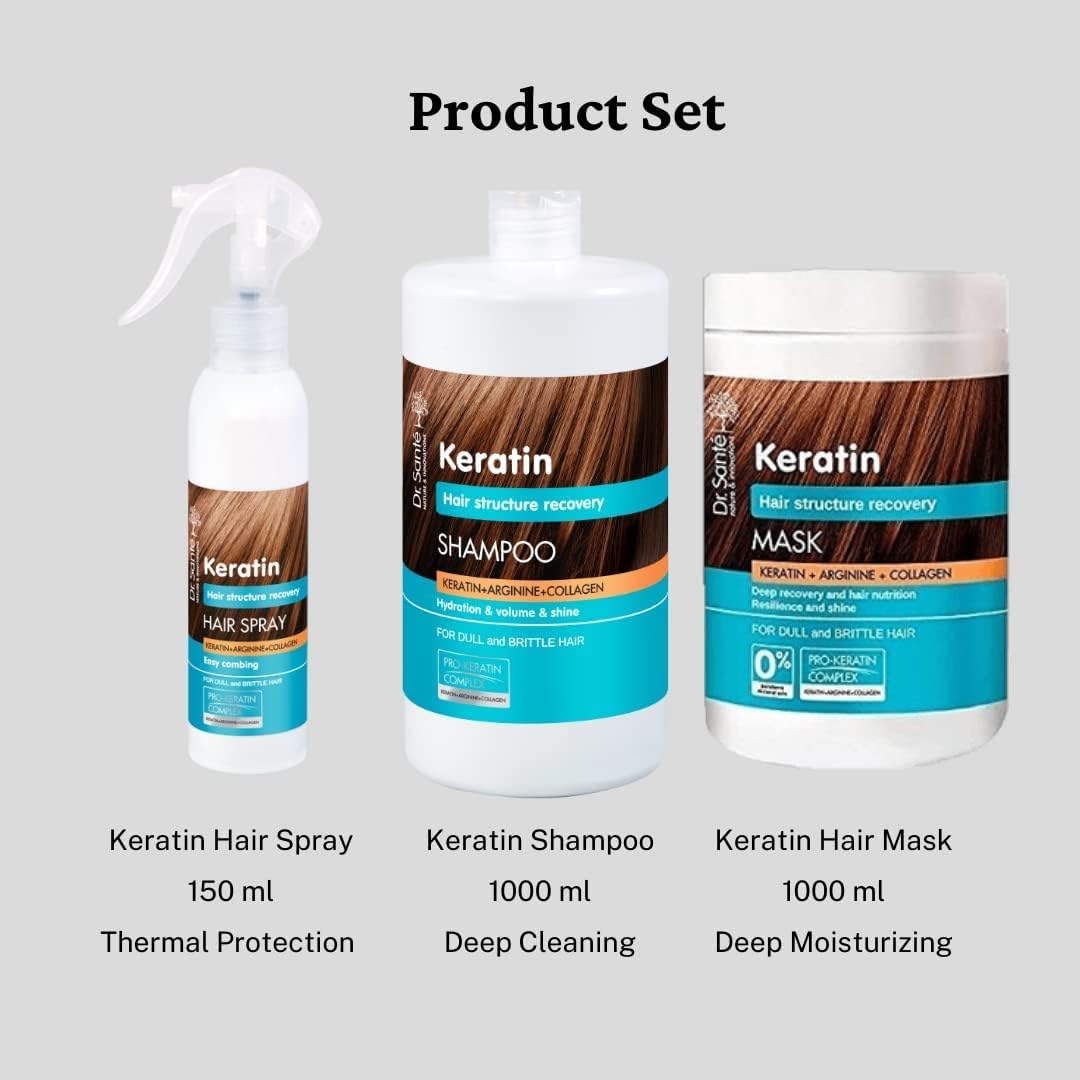 Hair Mask Keratin, Arginine and Collagen 1L - Dr. Sante - Deep Conditioning - Eco Natural Products