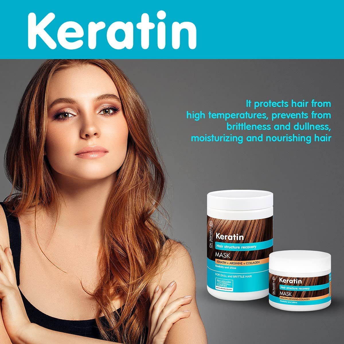 Hair Mask Keratin, Arginine and Collagen 300ml - Eco Natural Products - Dr. Sante - Deep Conditioning