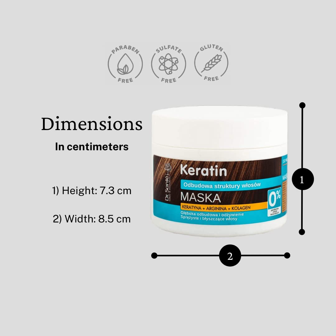 Hair Mask Keratin, Arginine and Collagen 300ml - Eco Natural Products - Dr. Sante - Deep Conditioning