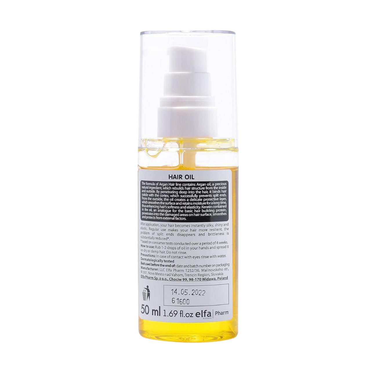 Hair Oil with Argan and Keratin for Damaged Hair 50ml - Eco Natural Products - Dr. Sante - Deep Conditioning